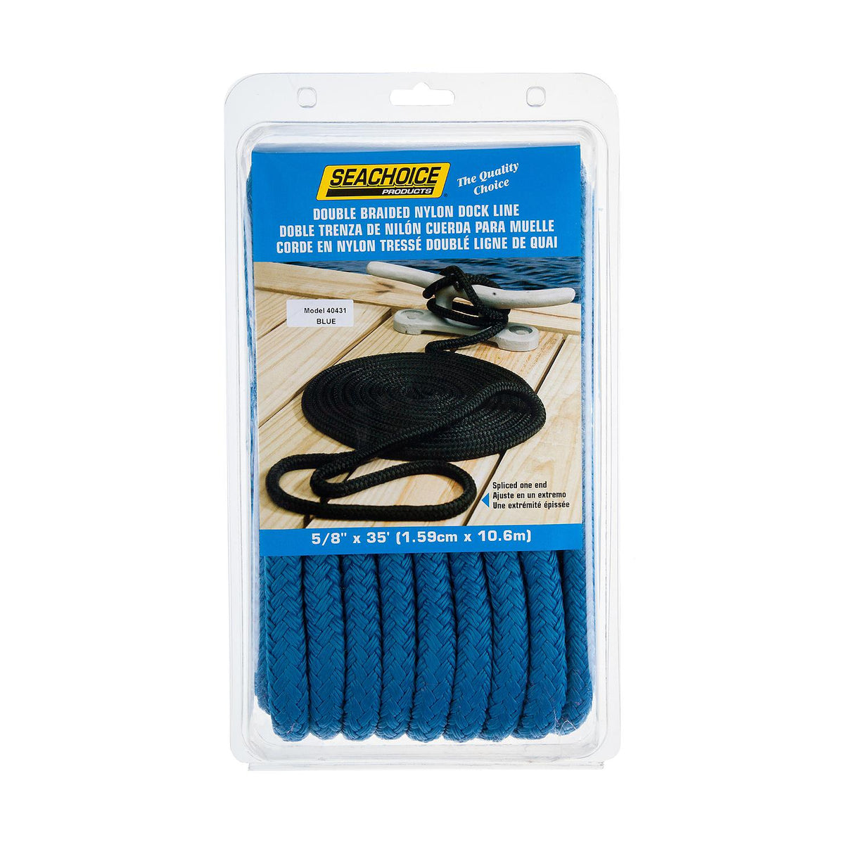 Seachoice Double-Braid Nylon Dock Line w/ Eye Splice, Pre-Shrunk, Heat Stabilized, 5/8 In. X 35 Ft., Blue - 40431 - official Seachoice product image 5