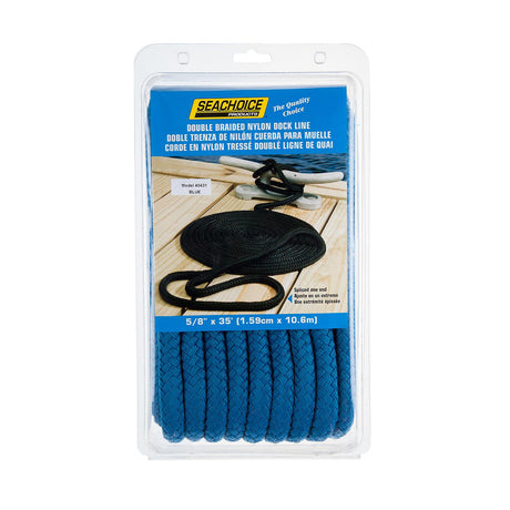 Seachoice Double-Braid Nylon Dock Line w/ Eye Splice, Pre-Shrunk, Heat Stabilized, 5/8 In. X 35 Ft., Blue - 40431 - official Seachoice product image 5