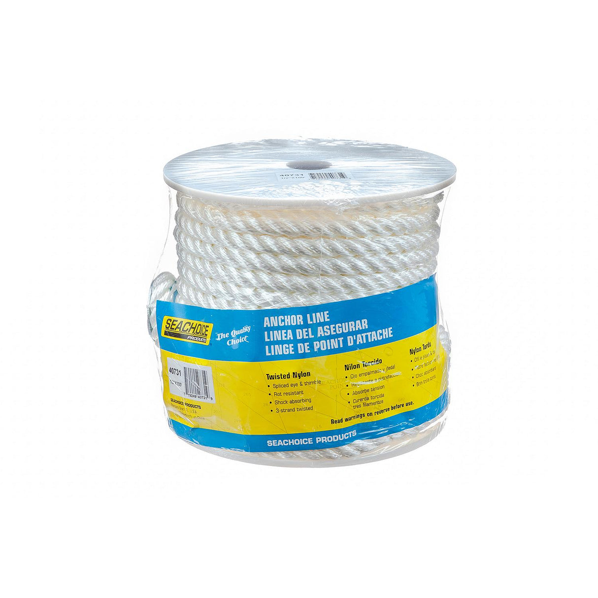 Seachoice Anchor Line Rope, 3-Strand Twisted, White, Nylon, 1/2 in. X 100 Ft. - 40731 - official Seachoice product image 5