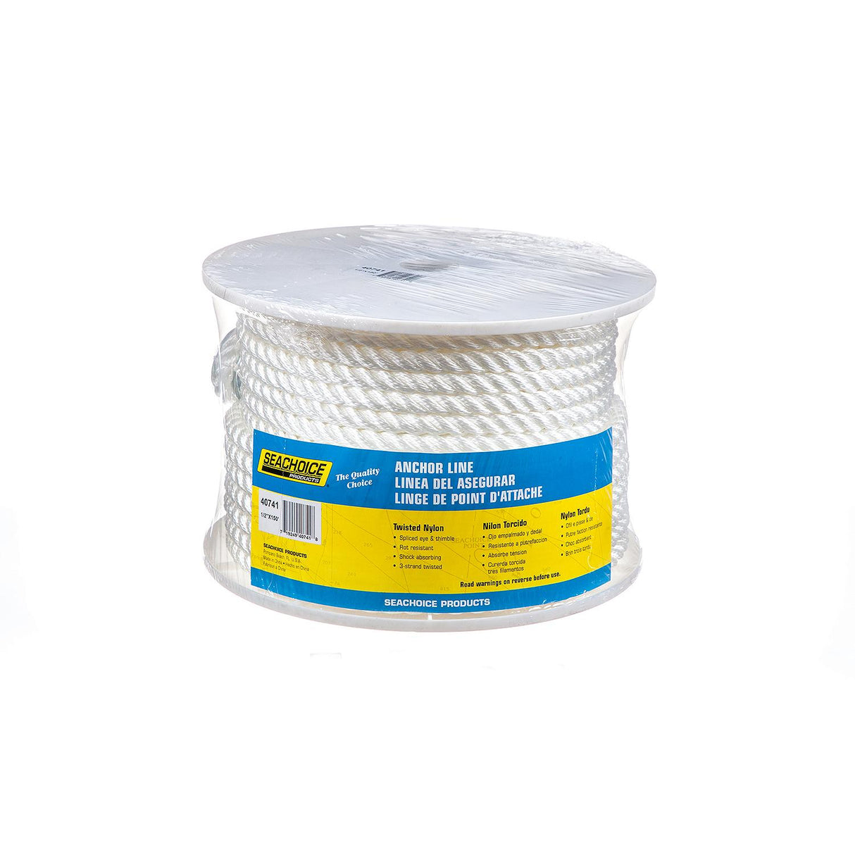 Seachoice Anchor Line Rope, 3-Strand Twisted, White, Nylon, 1/2 in. X 150 Ft. - 40741 - official Seachoice product image 4