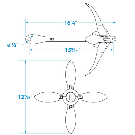 Seachoice Folding Grapnel Boat Anchor, 7 Lbs. - 50-41020 - official Seachoice product image 6