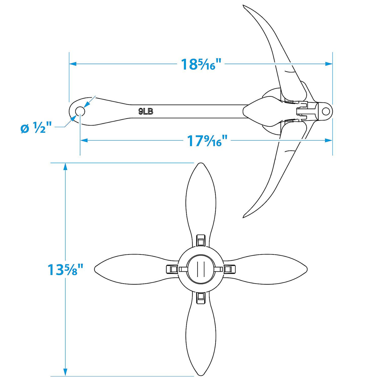 Seachoice Folding Grapnel Boat Anchor, 9 Lbs. - 41030 - official Seachoice product image 4