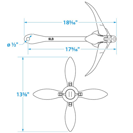 Seachoice Folding Grapnel Boat Anchor, 9 Lbs. - 41030 - official Seachoice product image 4