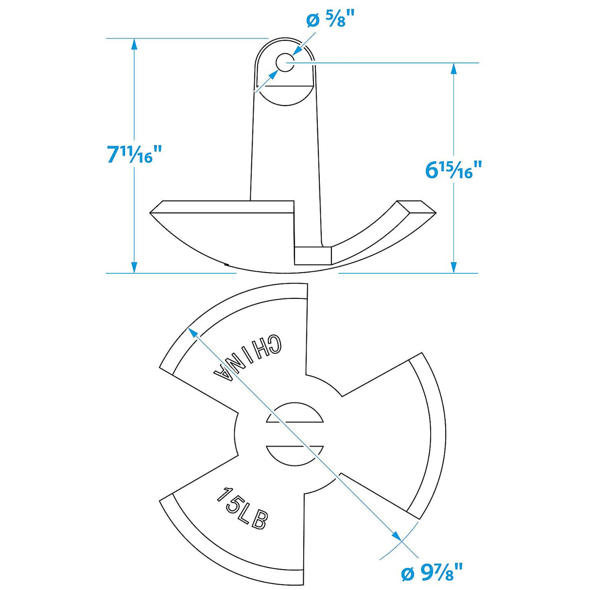Seachoice River Anchor, Black Vinyl Coated Cast Iron, 15 Lbs. - 41510 - official Seachoice product image 4
