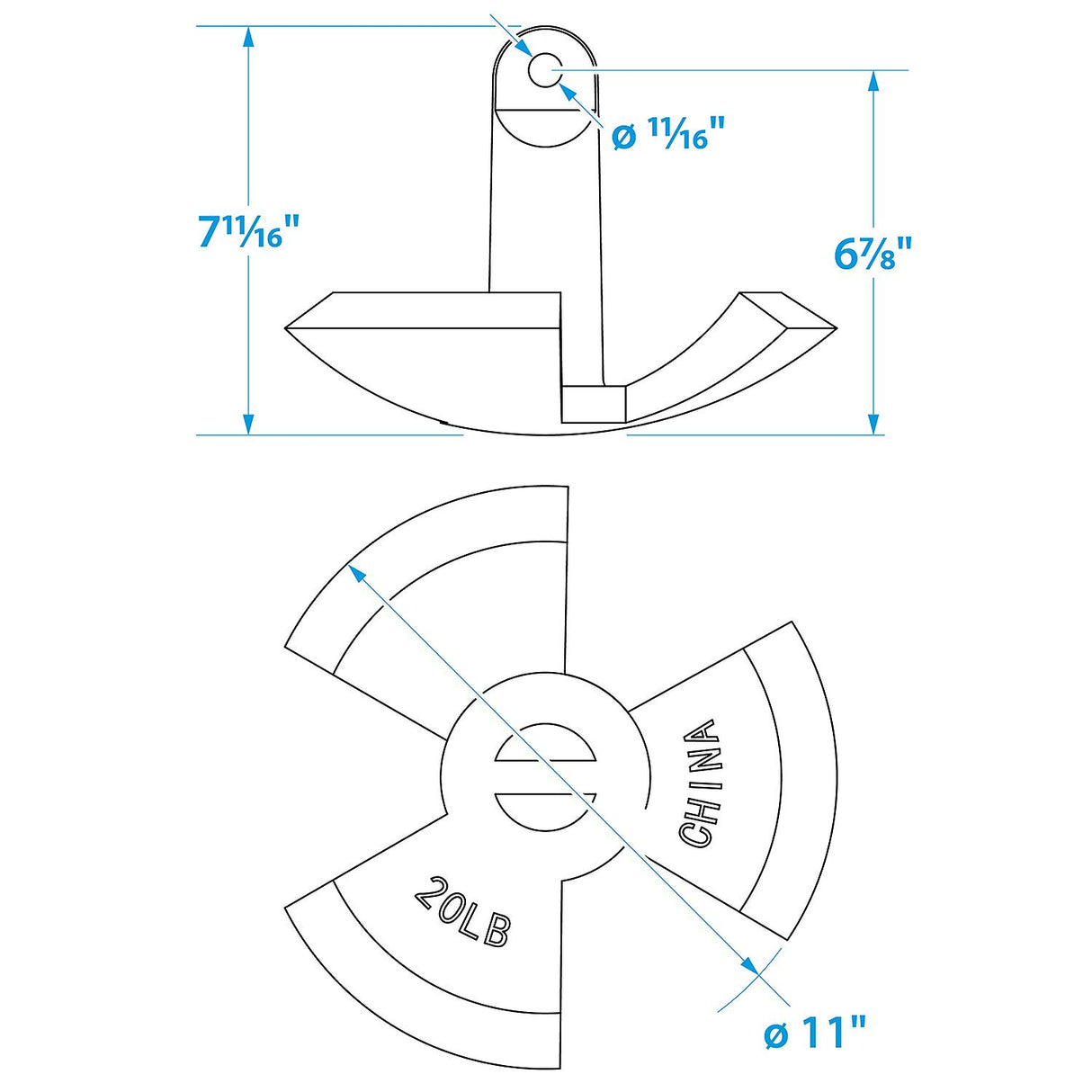 Seachoice River Anchor, Black Vinyl Coated Cast Iron, 20 Lbs. - 41520 - official Seachoice product image 5
