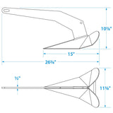 Seachoice Plow Boat Anchor, Hot-Dipped Galvanized Steel, 22 Lbs., For Boats 32-41 Ft. - 41550 - official Seachoice product image 5