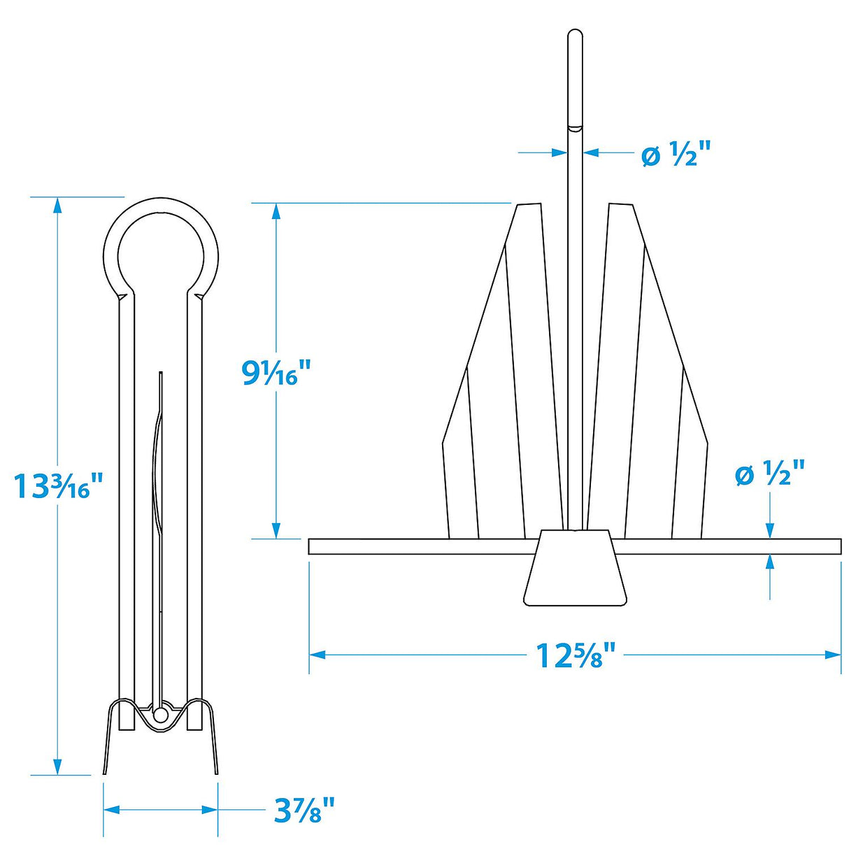 Seachoice Utility Anchor w/ Slip Ring, Size 7E, Galvanized Steel - 41610 - official Seachoice product image 3