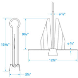 Seachoice Utility Anchor w/ Slip Ring, Size 7E, Galvanized Steel - 41610 - official Seachoice product image 3