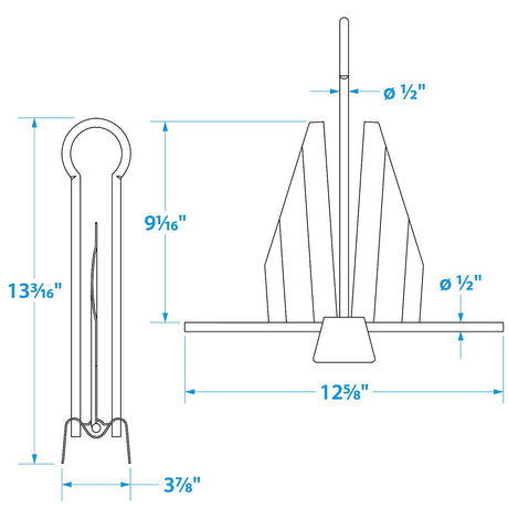 Seachoice Utility Anchor w/ Slip Ring, Size 7E, Galvanized Steel - 41610 - official Seachoice product image 3