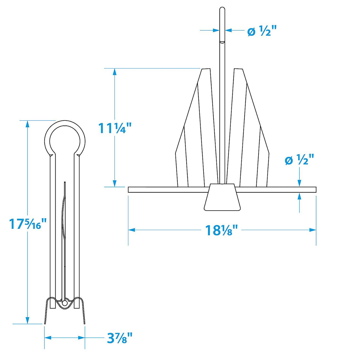 Seachoice Utility Anchor w/ Slip Ring, Size 13E Galvanized Steel - 41630 - official Seachoice product image 6