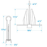 Seachoice Utility Anchor w/ Slip Ring, Size 13E Galvanized Steel - 41630 - official Seachoice product image 6