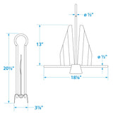 Seachoice Utility Anchor w/ Slip Ring, Size 15E, Galvanized Steel - 41640 - official Seachoice product image 5