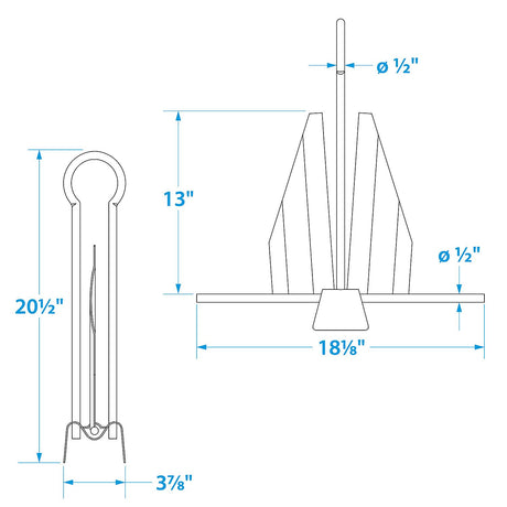 Seachoice Utility Anchor w/ Slip Ring, Size 15E, Galvanized Steel - 41640 - official Seachoice product image 5
