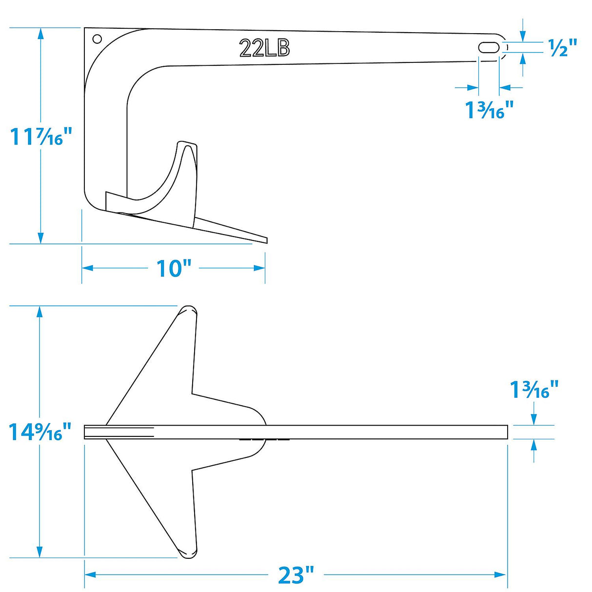 Seachoice Claw Boat Anchor, Hot-Dipped Galvanized Steel, 22 Lbs., For 30-Ft. Boat - 41680 - official Seachoice product image 7