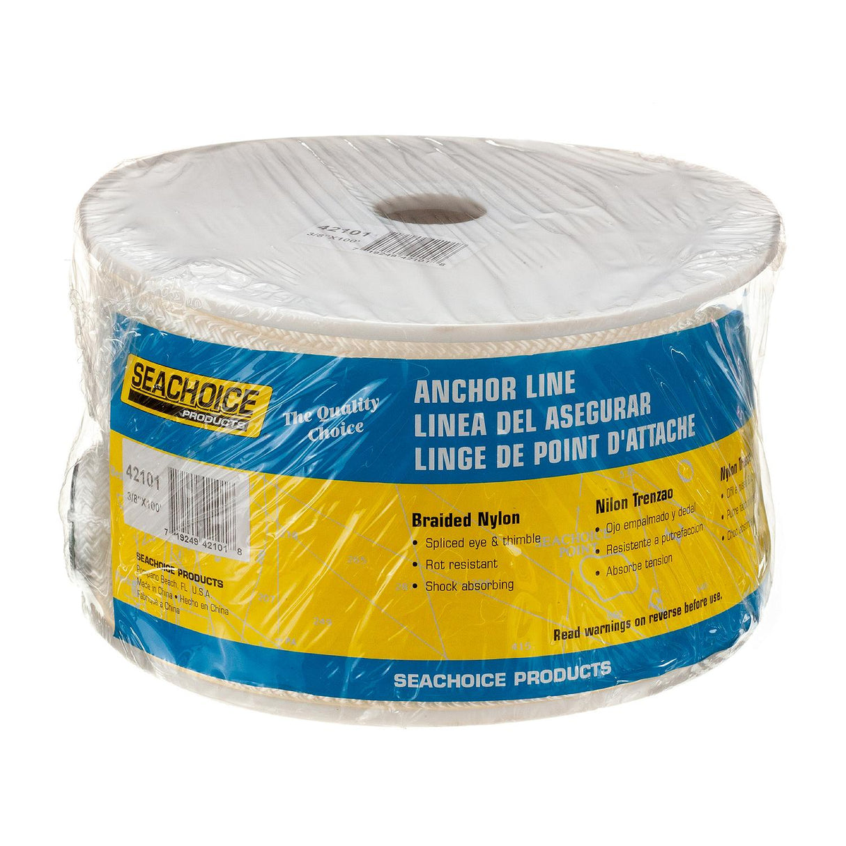Seachoice Boat Anchor Rope, Double-Braid, Nylon, Achor Line, 3/8 in. X 100 Ft., White - 42101 - official Seachoice product image 3