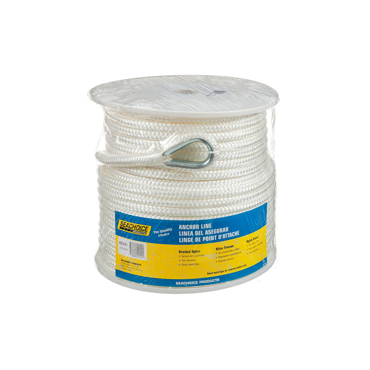 Seachoice Boat Anchor Rope, Double-Braid, Nylon, Achor Line, 1/2 in. X 200 Ft., White - 42141 - official Seachoice product image 4