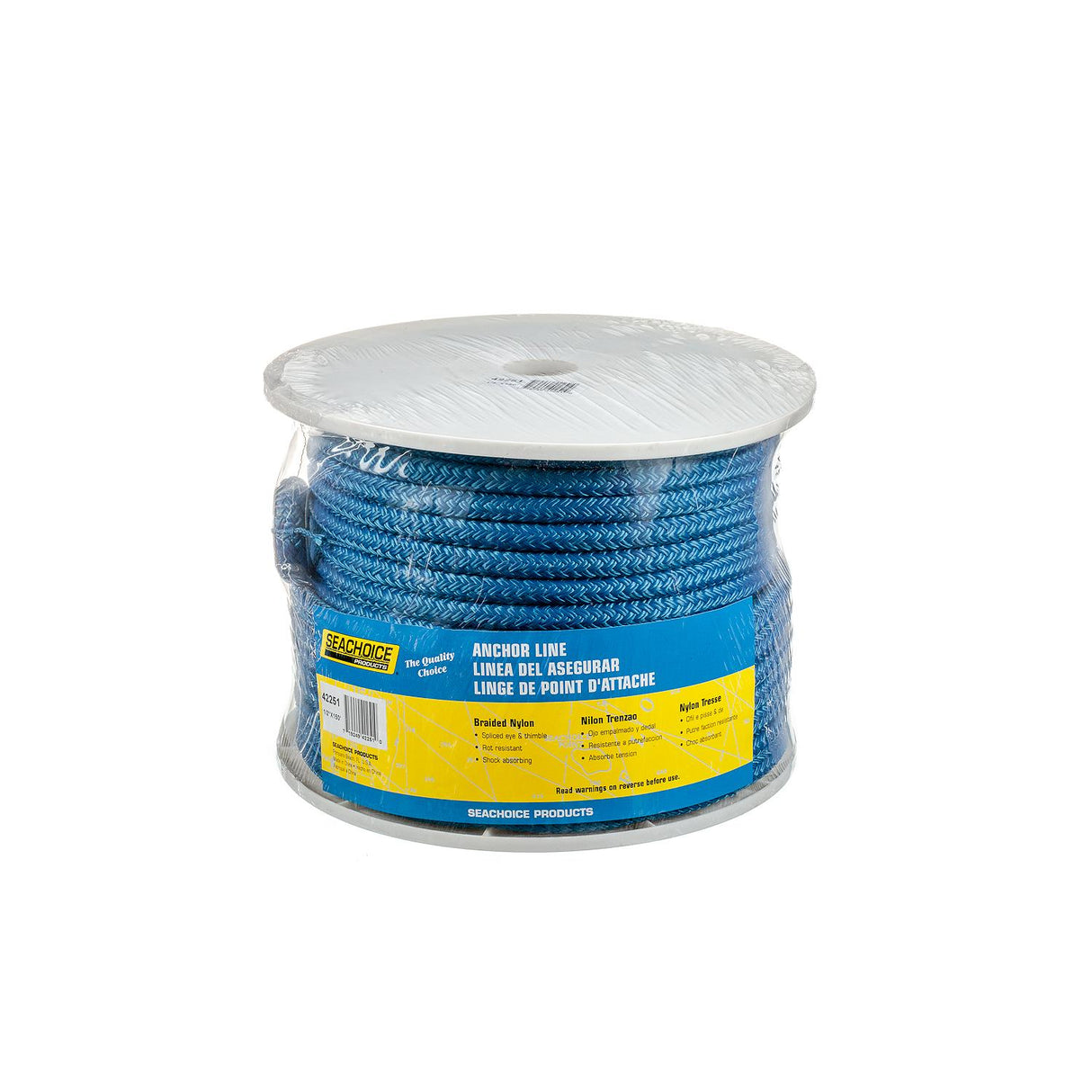 Seachoice Boat Anchor Rope, Double-Braid, Nylon, Achor Line, 1/2 in. X 150 Ft., Blue - 42251 - official Seachoice product image 5