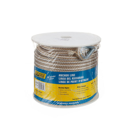 Seachoice Boat Anchor Rope, Double-Braid, Nylon, Achor Line, 3/8 in. X 150 Ft., Gold/White - 42331 - official Seachoice product image 5