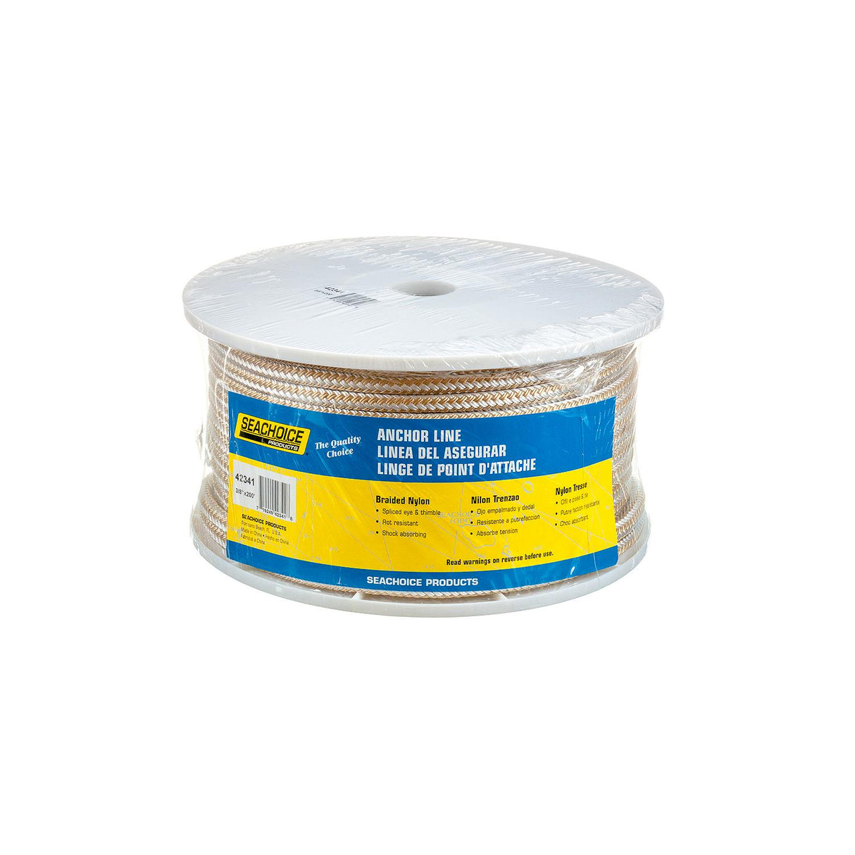 Seachoice Boat Anchor Rope, Double-Braid, Nylon, Achor Line, 3/8 in. X 200 Ft., Gold/White - 42341 - official Seachoice product image 5