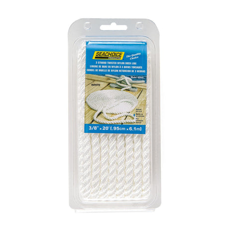 Seachoice High Quality Dock Rope for Boating - 3-Strand Twisted Nylon Dock Line, â -Inch x 20 Feet, White - 50-42521 - official Seachoice product image 5