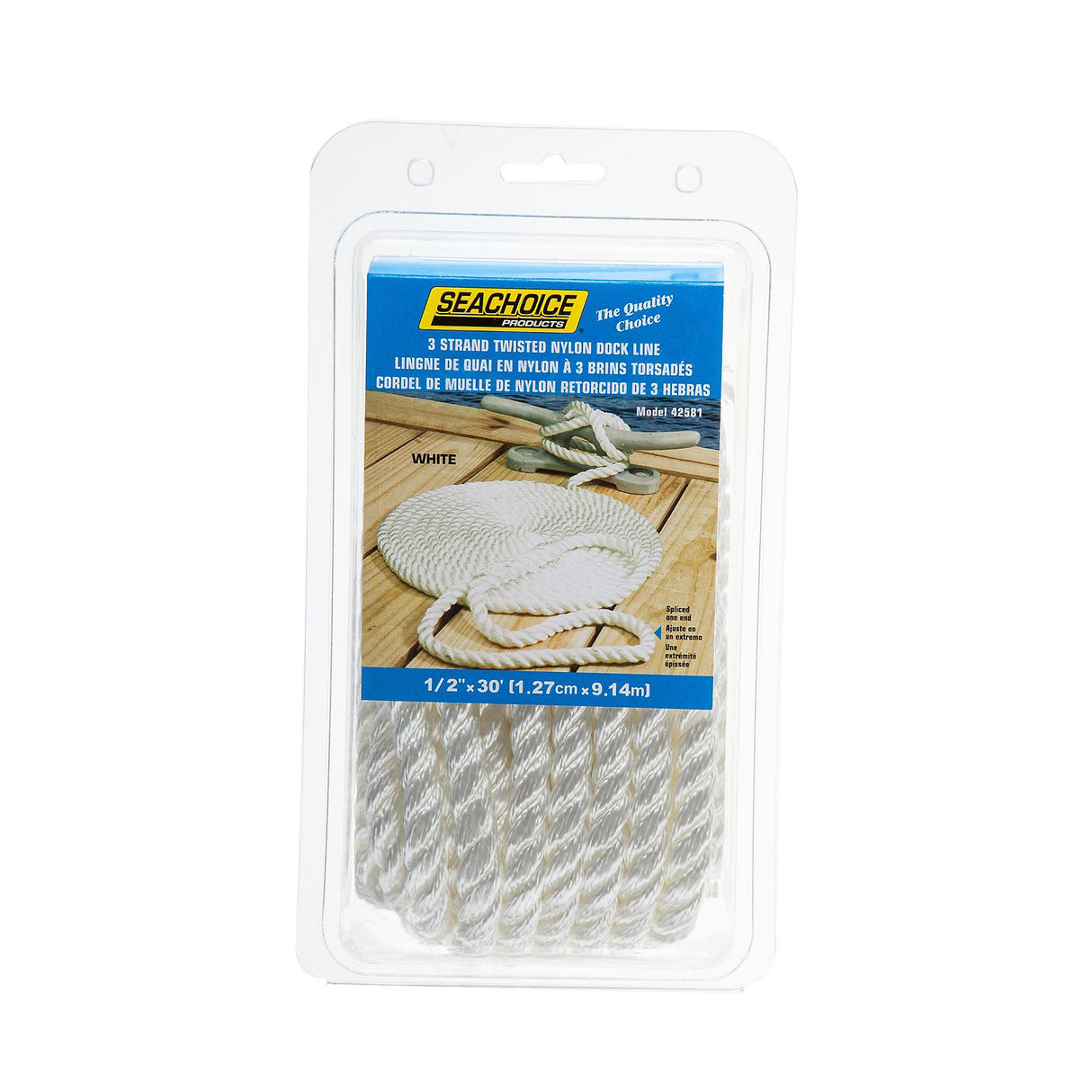 Seachoice High Quality Dock Rope for Boating - 3-Strand Twisted Nylon Line, ½-Inch x 30 Feet, White - 42581 - official Seachoice product image 5
