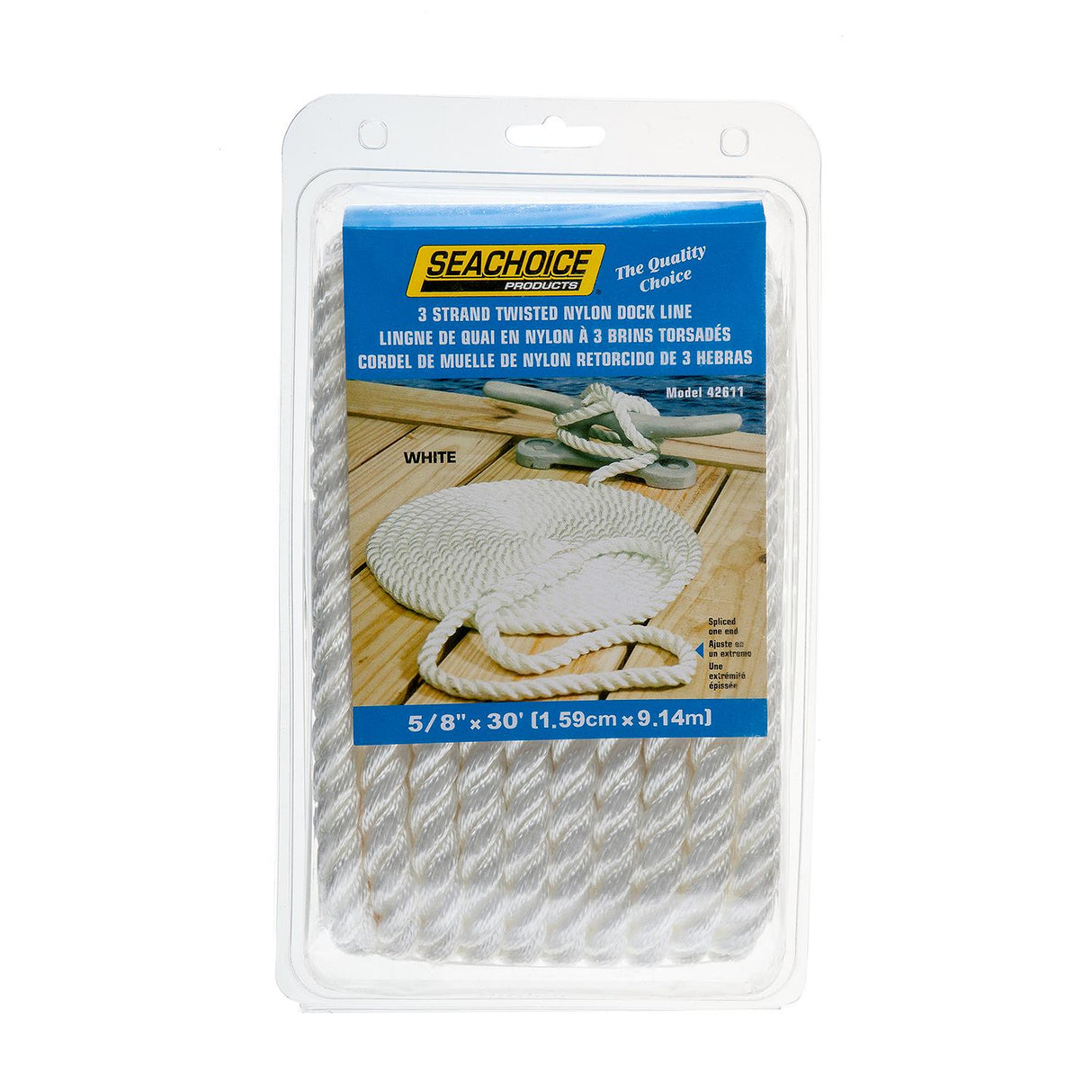 Seachoice High Quality Dock Rope for Boating - 3-Strand Twisted Nylon Line, â -Inch x 30 Feet, White - 42611 - official Seachoice product image 5
