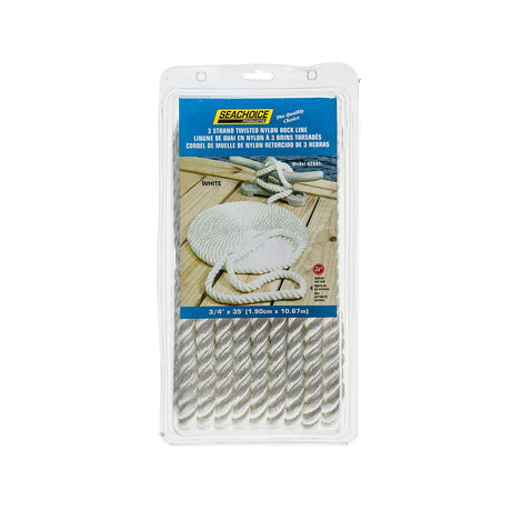 Seachoice High Quality Dock Rope for Boating - 3-Strand Twisted Nylon Line, ¾-Inch x 35 Feet, White - 42641 - official Seachoice product image 6