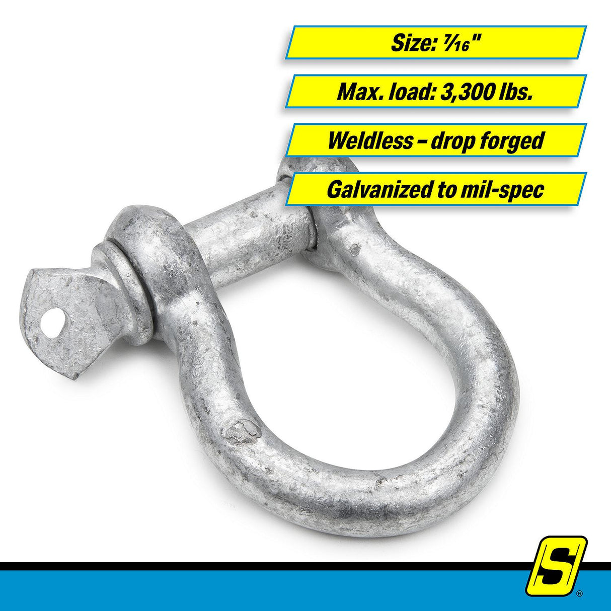 Seachoice 43080 Galvanized Anchor Shackle - 7/16", Bulk - 43080 - official Seachoice product image 3