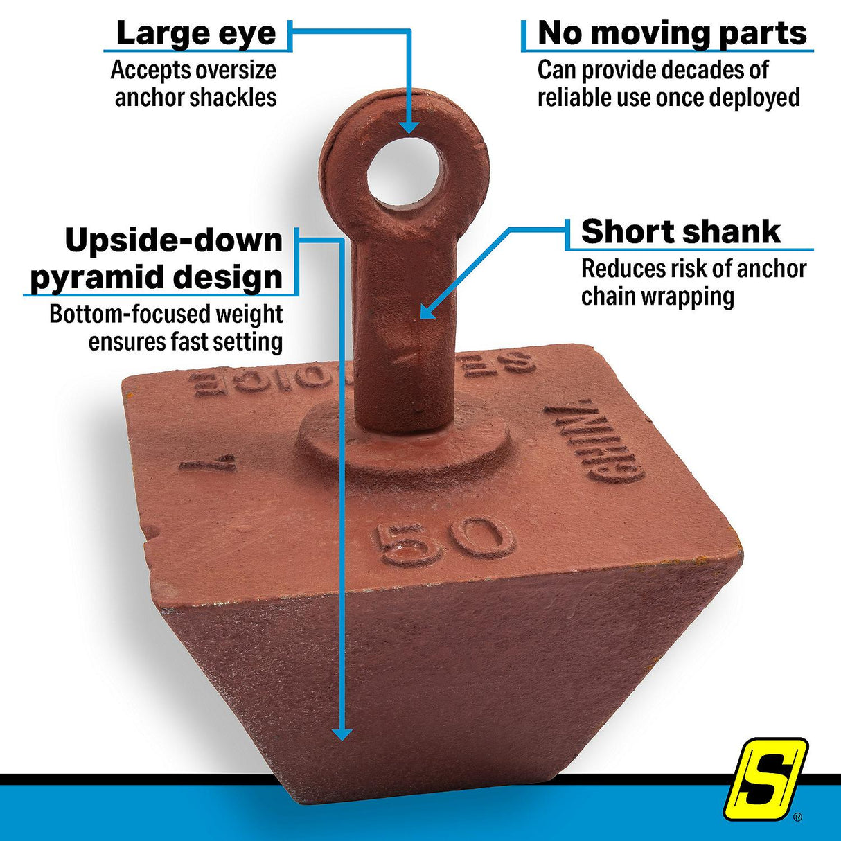 Seachoice Pyramid Anchor - 50 Lb - 43890 - official Seachoice product image 4