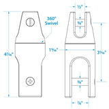 Seachoice Stainless Steel Anchor Swivel, 4 5/8 in. Long, 7/8 in. Anchor Side, 1/2 in. Chain Side - 50-44511 - official Seachoice product image 3