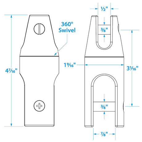 Seachoice Stainless Steel Anchor Swivel, 4 5/8 in. Long, 7/8 in. Anchor Side, 1/2 in. Chain Side - 50-44511 - official Seachoice product image 3