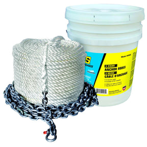 Seachoice 44562 3 Strand Nylon Anchor Rope, 1/2 In. x 50 Ft Rope with 1/4 In. x 10 Ft Chain - C62CB0-16-00150 - image 1