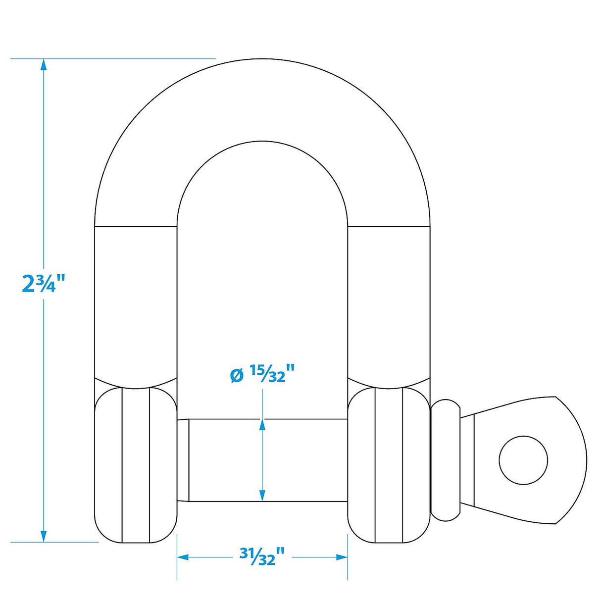 Seachoice D Anchor Shackle, 316 Stainless Steel, 1/2 in. - 50-44621 - official Seachoice product image 3