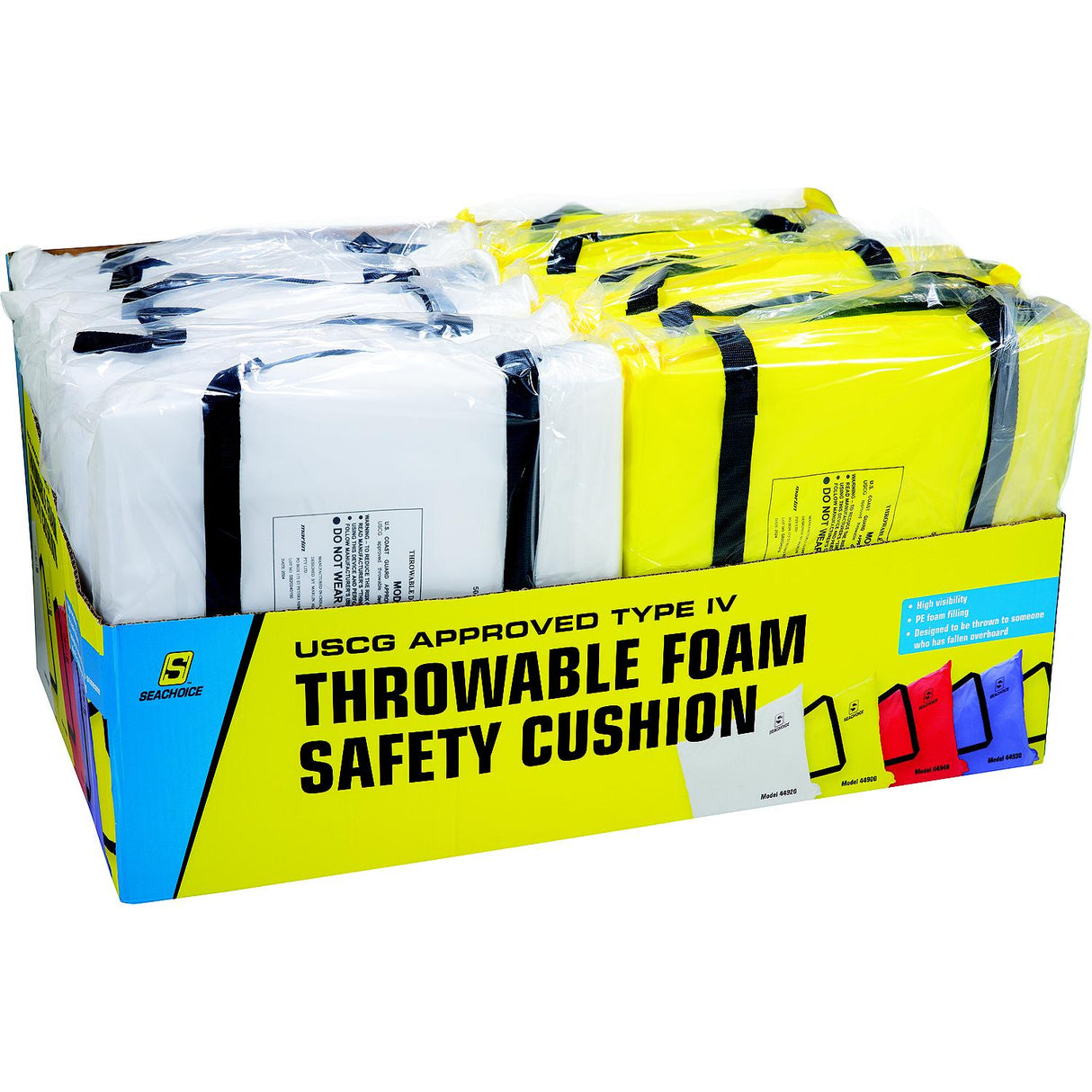 Seachoice 44950 Type IV Throwable Foam Safety Cushions in Retail Display Box - 44950