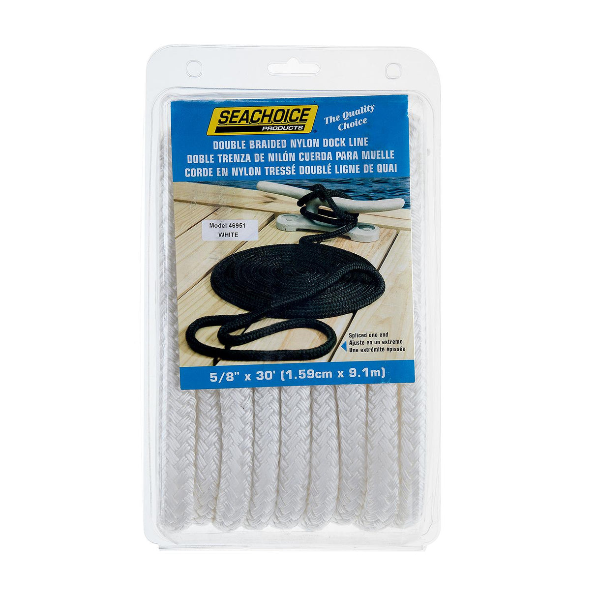 Seachoice 46951 Double-Braid Nylon Dock Line w/ Eye Splice, Pre-Shrunk, Heat Stabilized, 5/8 In. X 30 Ft., White - 46951 - official Seachoice product image 3