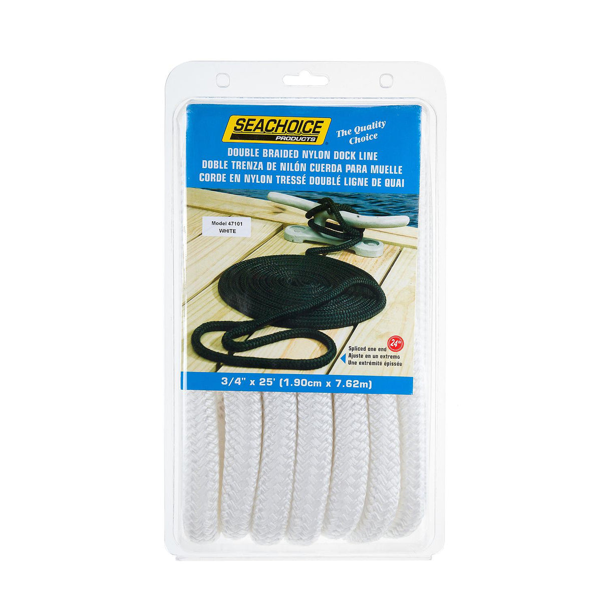 Seachoice Double-Braid Nylon Dock Line w/ Eye Splice, Pre-Shrunk, Heat Stabilized, 3/4 In. X 25 Ft., White - 47101 - official Seachoice product image 5