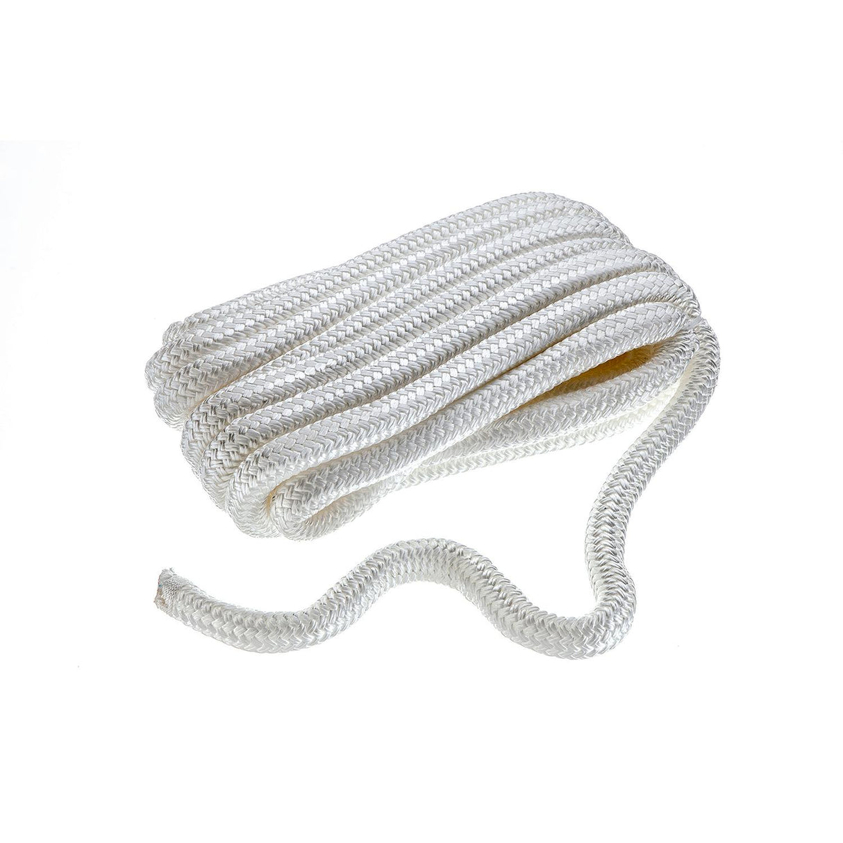Seachoice Double-Braid Nylon Dock Line w/ Eye Splice, Pre-Shrunk, Heat Stabilized, 3/4 In. X 25 Ft., White - 47101