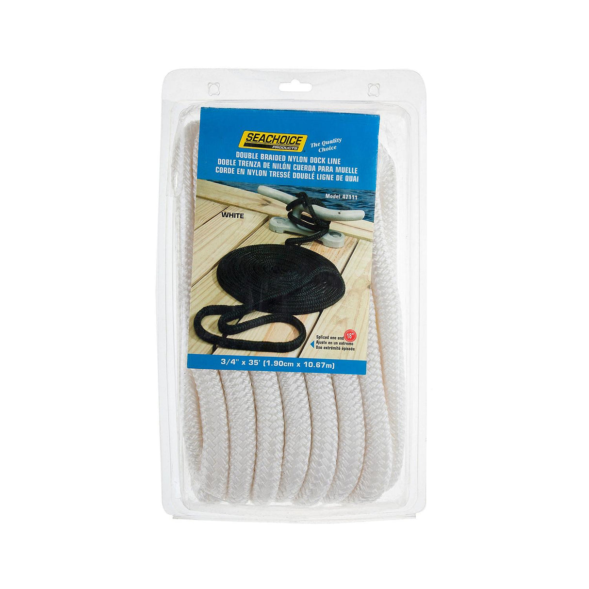 Seachoice Double-Braid Nylon Dock Line w/ Eye Splice, Pre-Shrunk, Heat Stabilized, 3/4 In. X 35 Ft., White - 47111 - official Seachoice product image 3