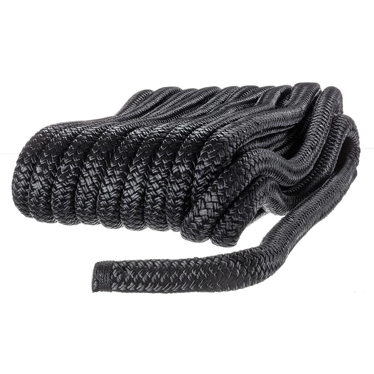 Seachoice 47221 Double-Braid Nylon Dock Line w/ Eye Splice, Pre-Shrunk, Heat Stabilized, 3/4 In. X 50 Ft., Black - 47221