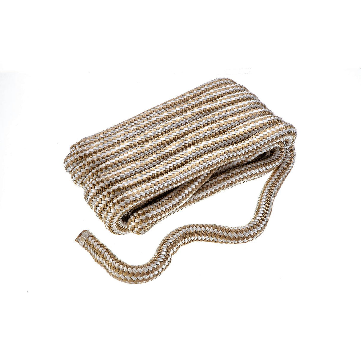 Seachoice Double-Braid Nylon Dock Line w/ Eye Splice, Pre-Shrunk, Heat Stabilized, 3/4 In. X 25 Ft., Gold White - 47401