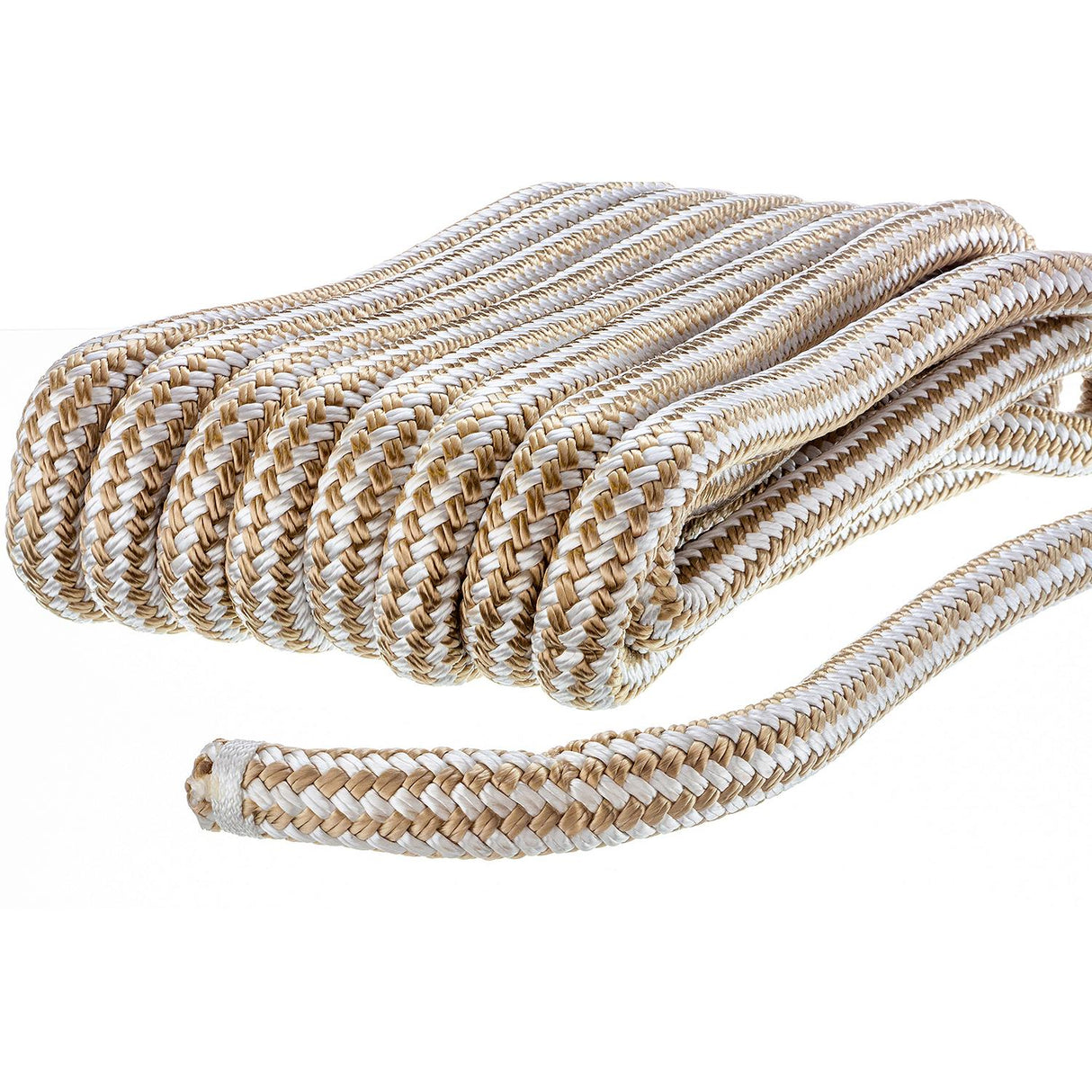 Seachoice Double-Braid Nylon Dock Line w/ Eye Splice, Pre-Shrunk, Heat Stabilized, 3/4 In. X 35 Ft., Gold White - 47411 - official Seachoice product image 3