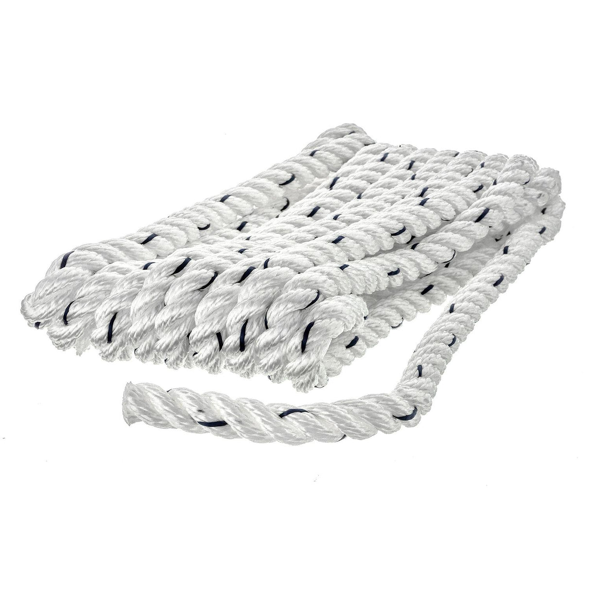 Seachoice Premium 3-Strand Twisted Nylon Dock Line With Tracer, White w/Blue Tracer, 3/8-Inch x 10 Feet, 10-Inch Eye Splice - 47501