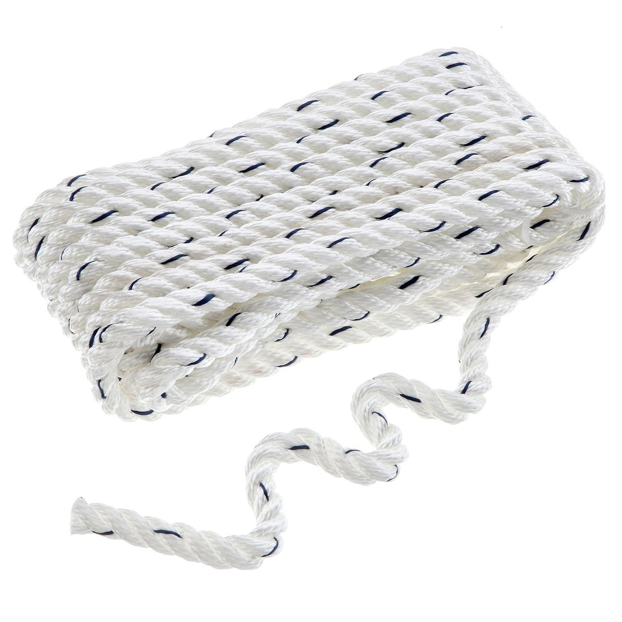 Seachoice Premium 3-Strand Twisted Nylon Dock Line, White With Blue Tracer, 3/8" x 25' - 47531 - official Seachoice product image 3
