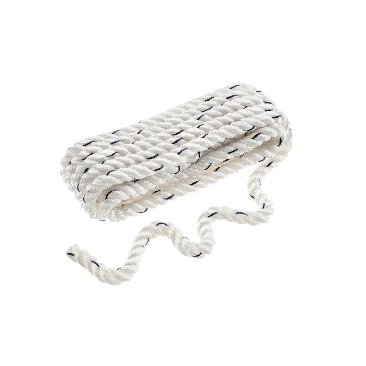 Seachoice Boat Anchor Line Rope, 3-Strand Twisted, Nylon, White with Blue Tracer, 1/2 In. X 15 Ft. - 47551 - official Seachoice product image 3