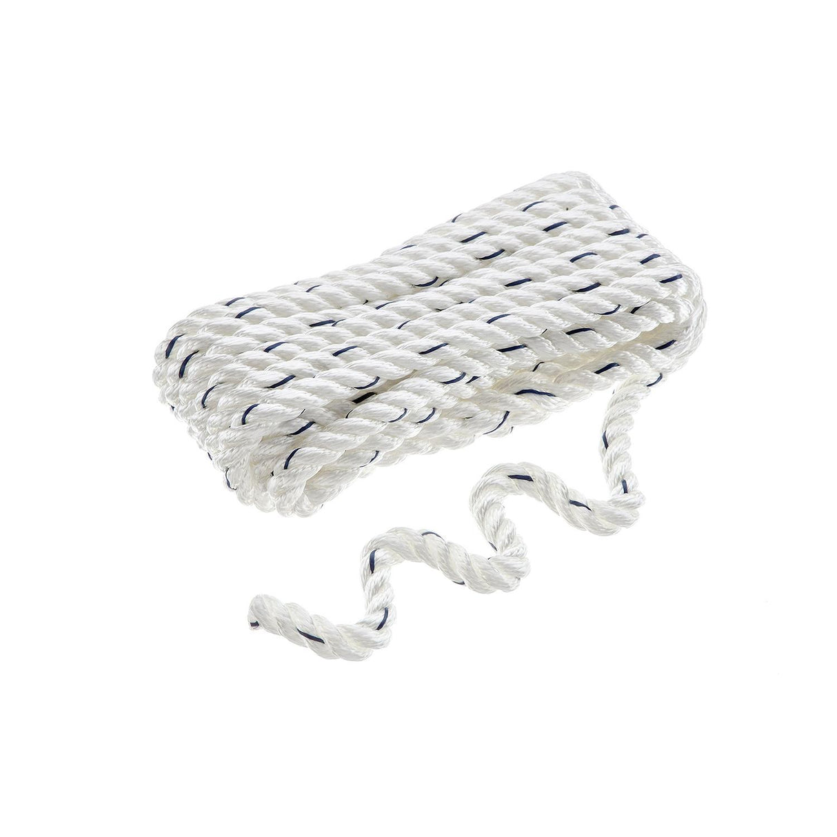 Seachoice Premium 3-Strand Twisted Nylon Dock Line With Tracer, White w/Blue Tracer, 1/2-Inch x 20 Feet, 10-Inch Eye Splice - 47561