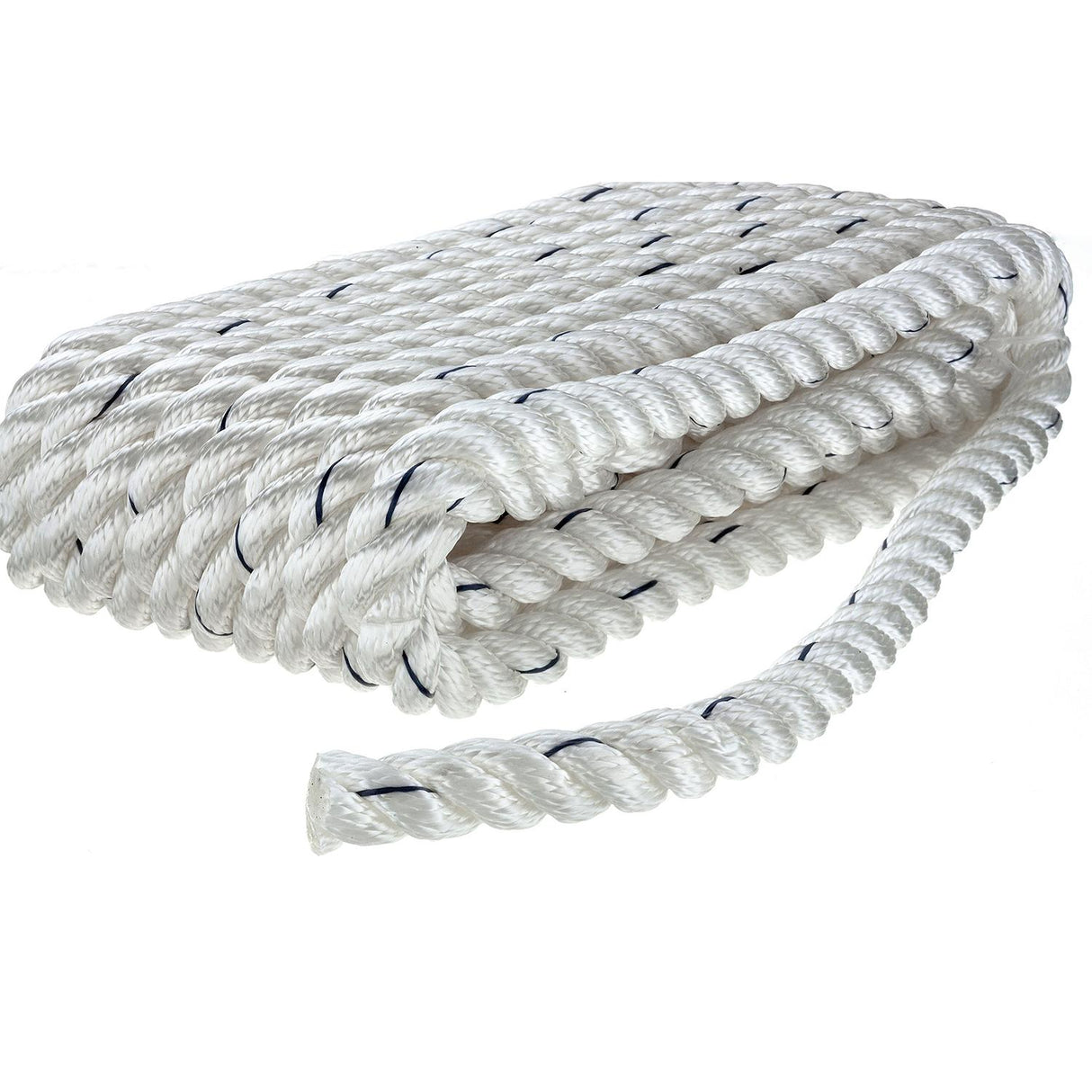 Seachoice Premium 3-Strand Twisted Nylon Dock Line With Tracer, White w/Blue Tracer, 5/8-Inch x 25 Feet, 10-Inch Eye Splice - 47601 - official Seachoice product image 4