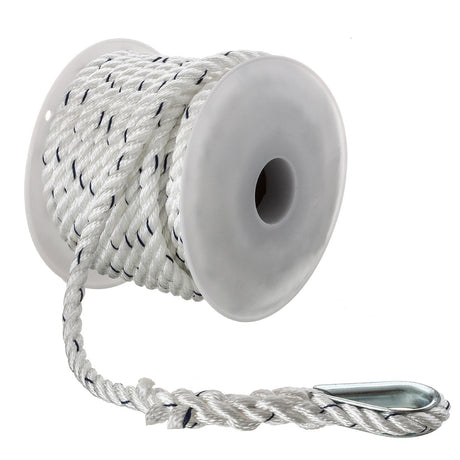 Seachoice 47691 Boat Anchor Line Rope, 3-Strand Twisted, Nylon, White/Blue, 3/8 in. X 50 Ft. - 47691 - official Seachoice product image 3