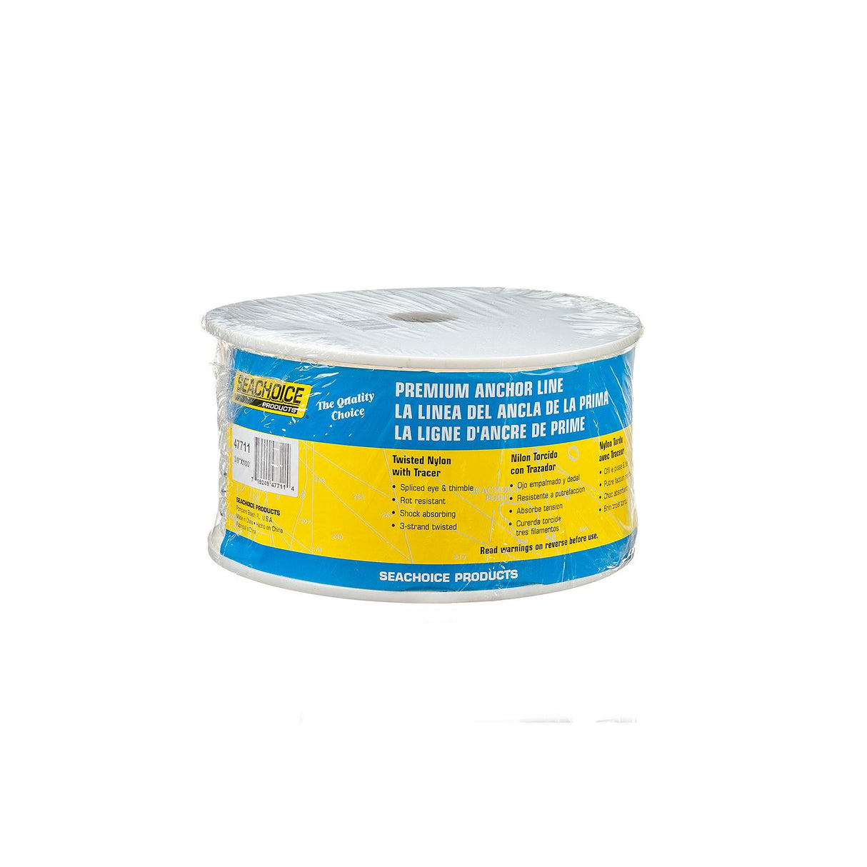 Seachoice 47711 Boat Anchor Line Rope, 3-Strand Twisted, Nylon, White/Blue, 3/8 in. X 100 Ft. - 47711 - official Seachoice product image 5