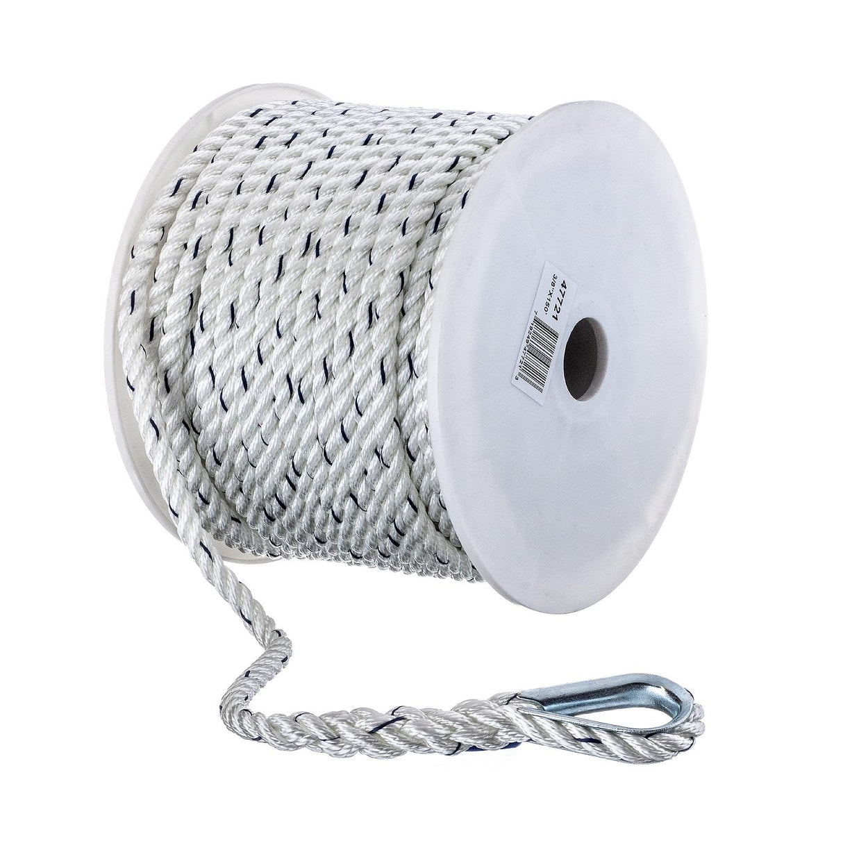 Seachoice 47721 Boat Anchor Line Rope, 3-Strand Twisted, Nylon, White/Blue, 3/8 in. X 150 Ft. - 47721 - official Seachoice product image 4