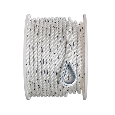 Seachoice 47741 Boat Anchor Line Rope, 3-Strand Twisted, Nylon, White/Blue, 1/2 in. X 150 Ft. - 47741 - official Seachoice product image 4